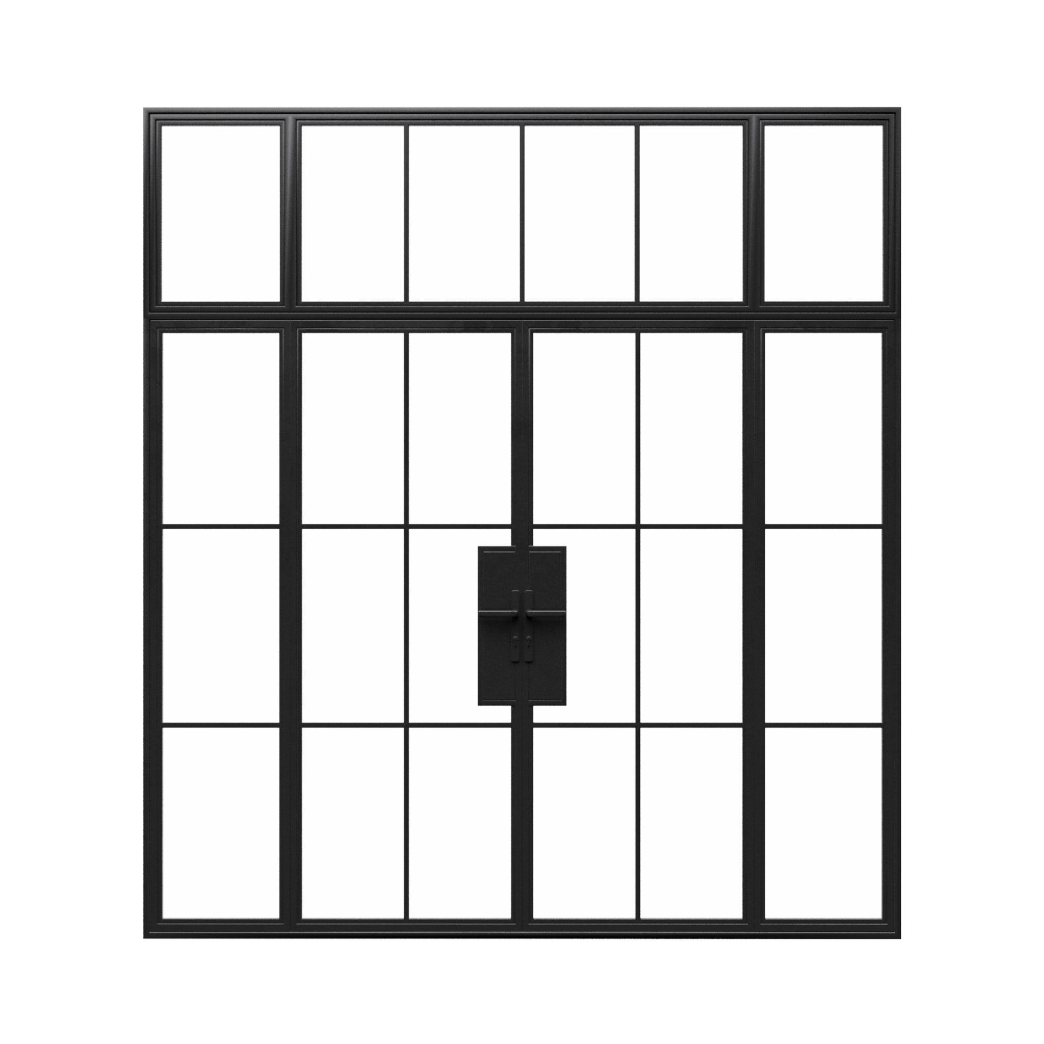 Commercial Double Steel Glass Doors w/ Transom & Sidelites ADA Hardwar