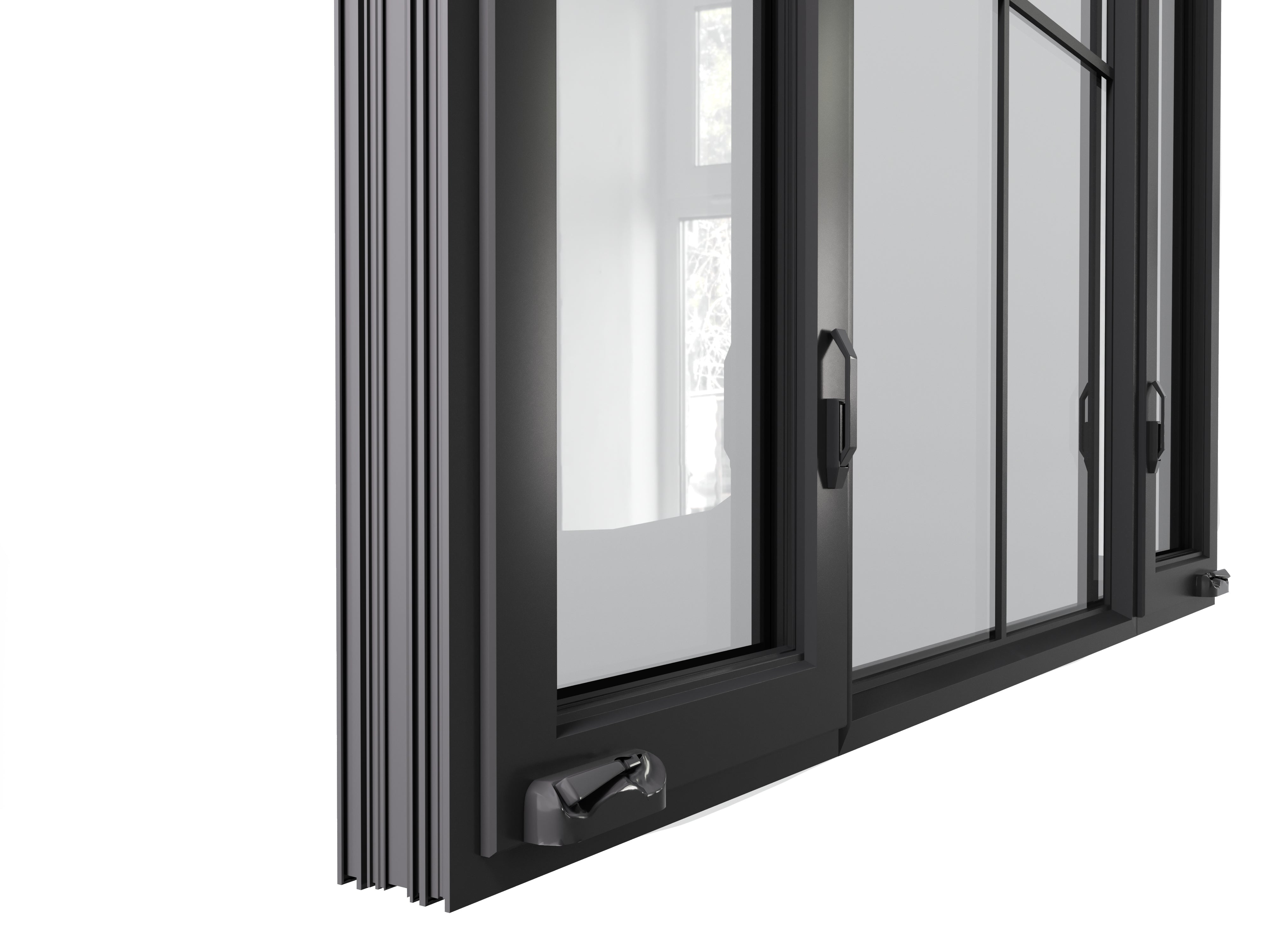 Combination Casement Window w/ Middle Fixed - Aluminum Frame