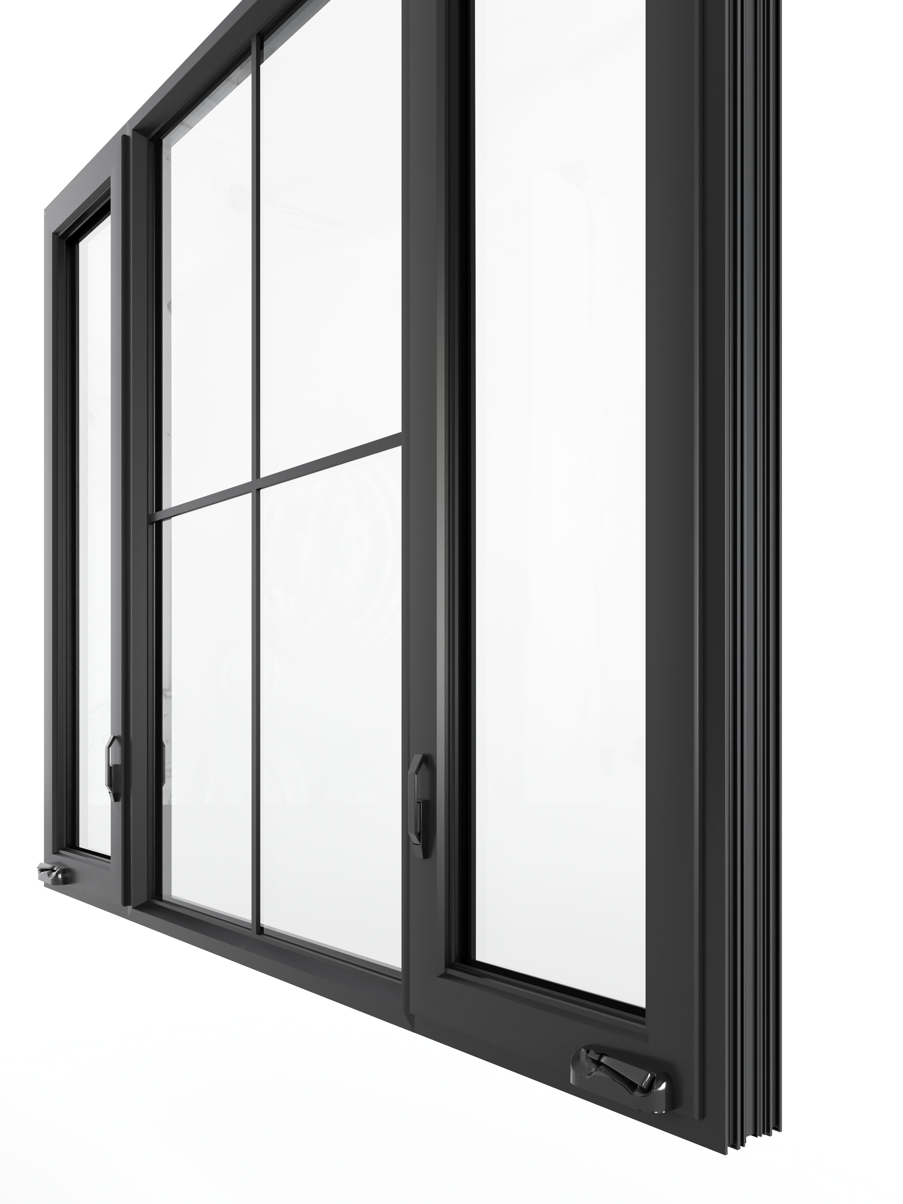 Combination Casement Window w/ Middle Fixed - Aluminum Frame