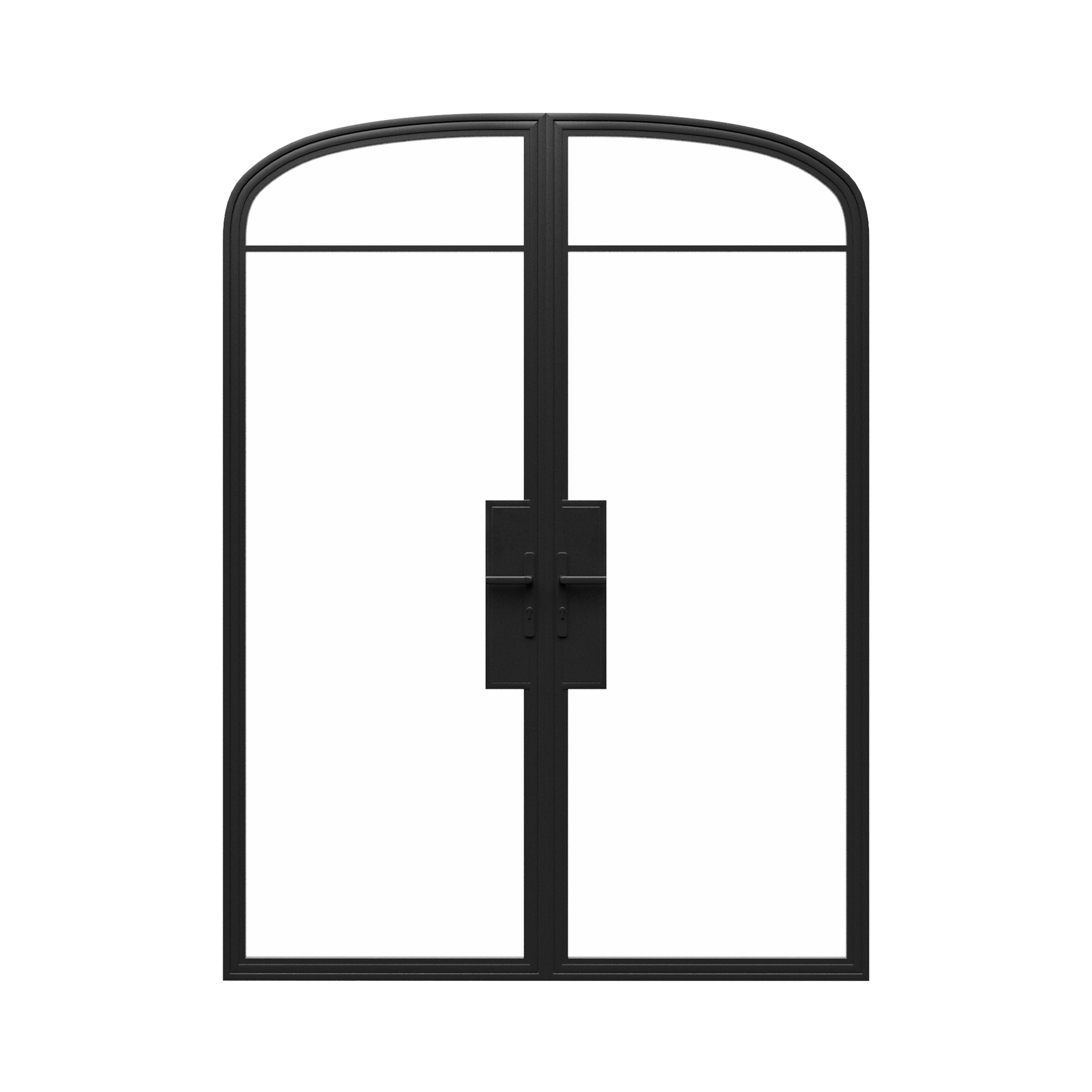 Mini Arch Steel Metal Double Doors - Iron Glass