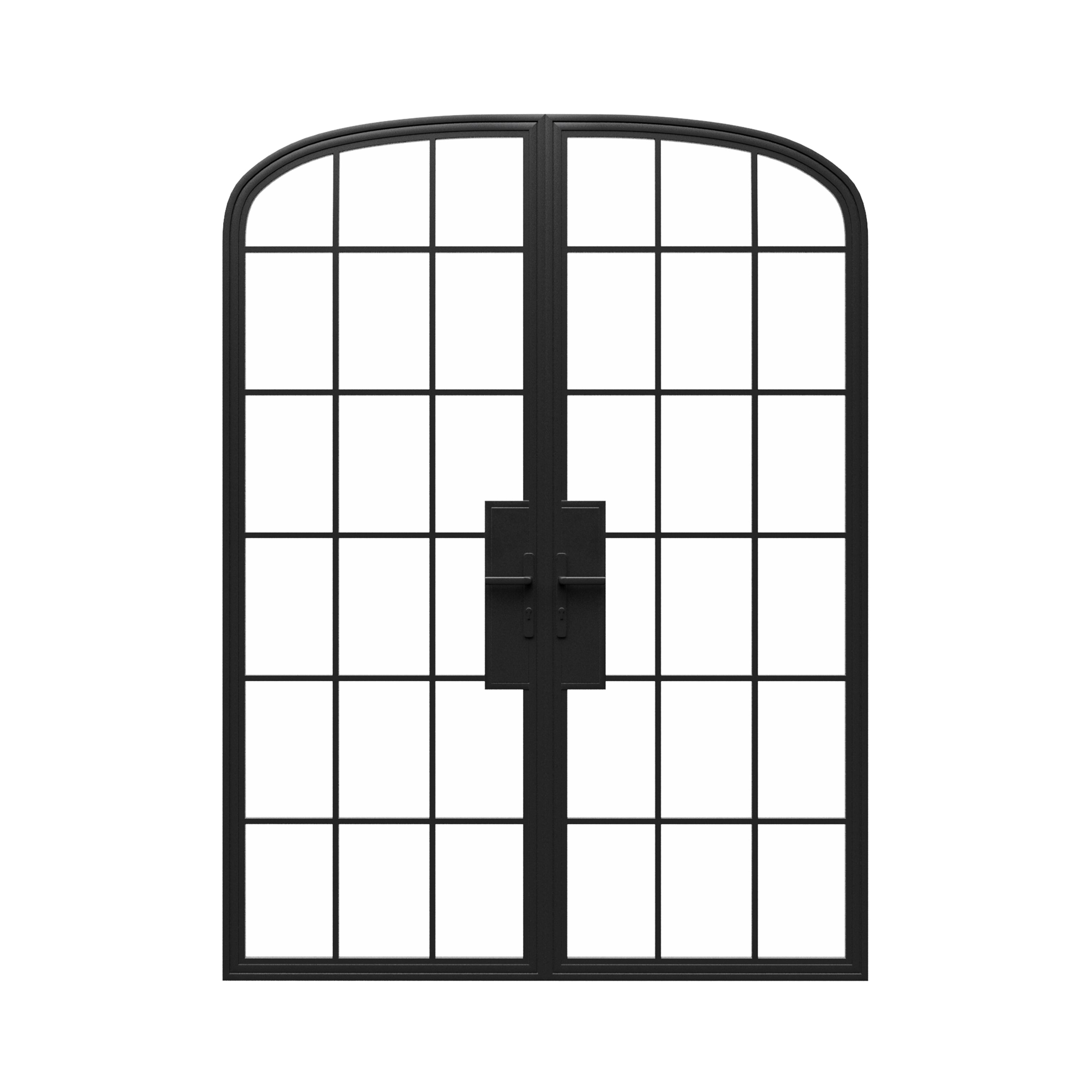 Mini Arch Steel Metal Double Doors - Iron Glass