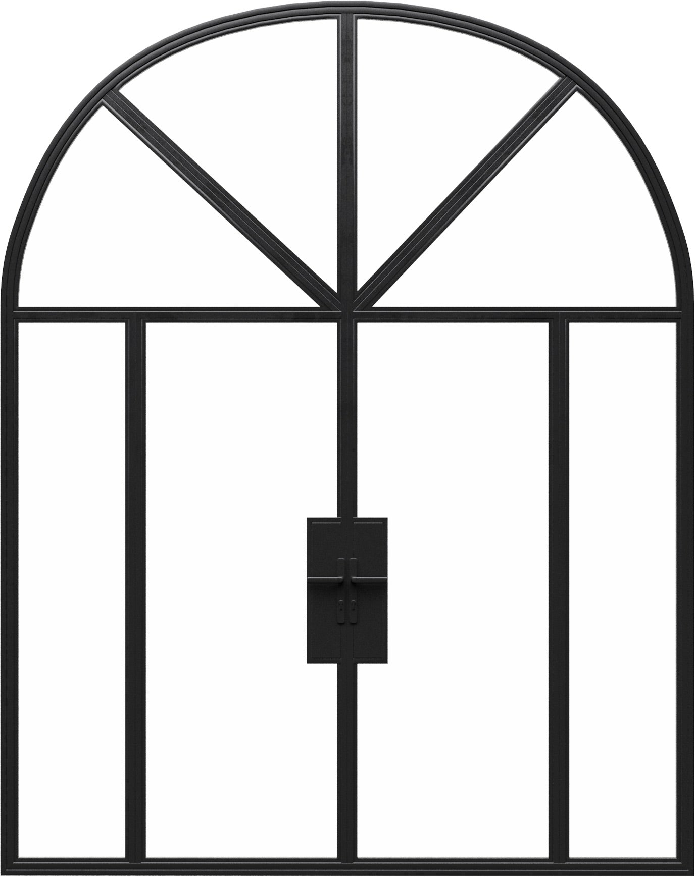 Custom Arch Iron Steel French Doors - All Glass