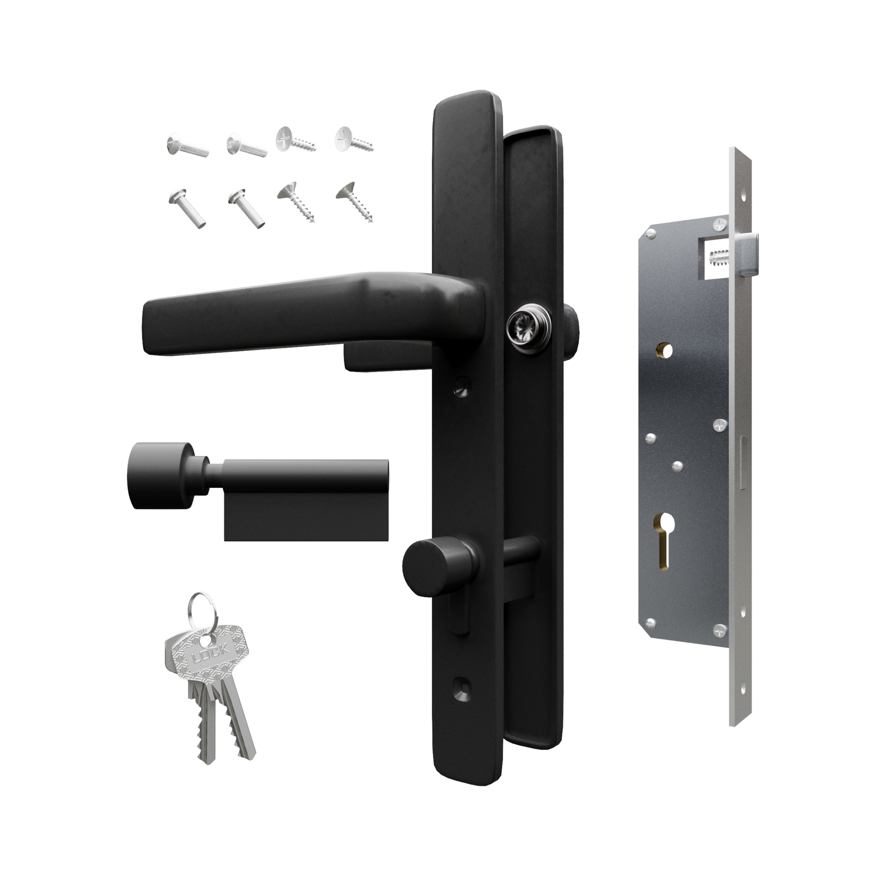 Single Lock Door Lever in Black