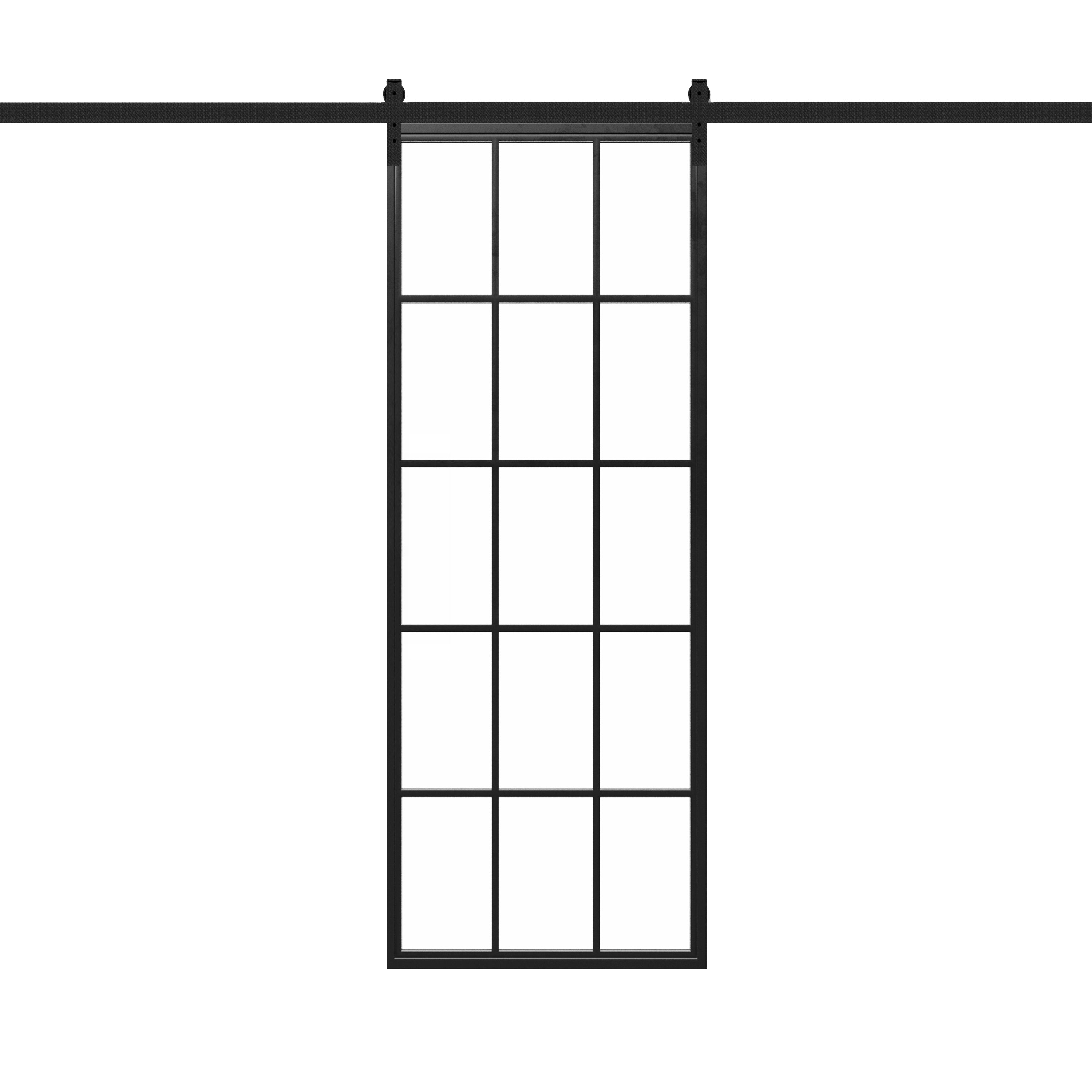 Steel Metal Glass Barn Door