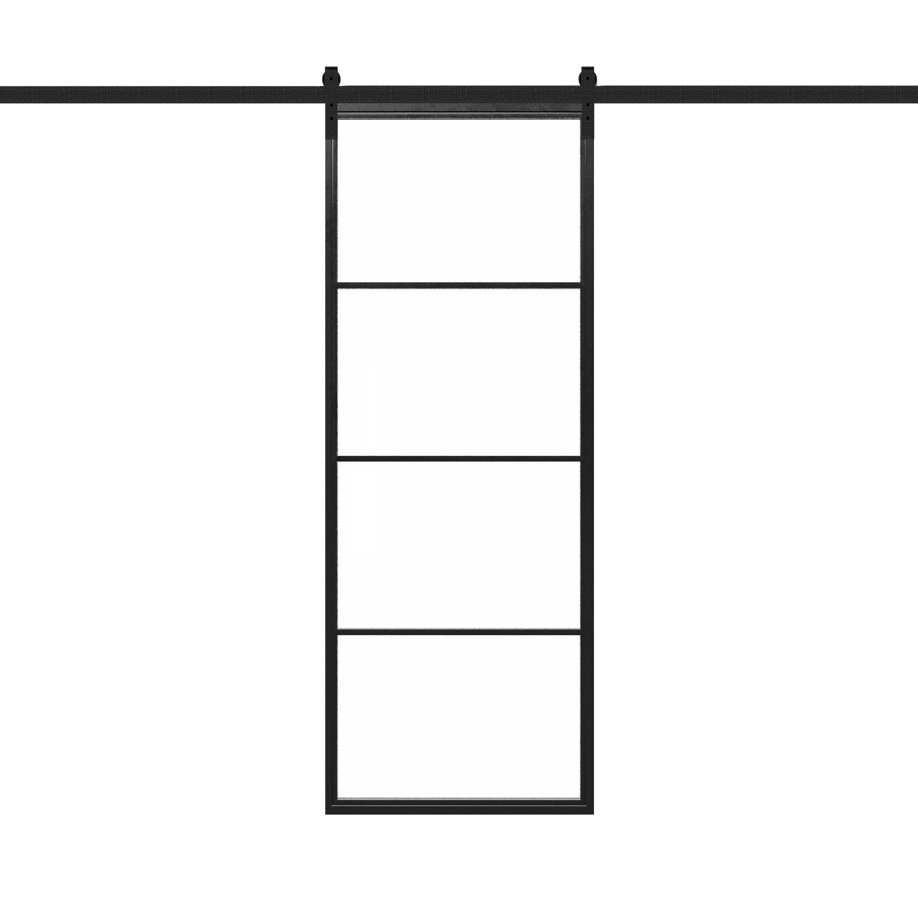 Steel Metal Glass Barn Door