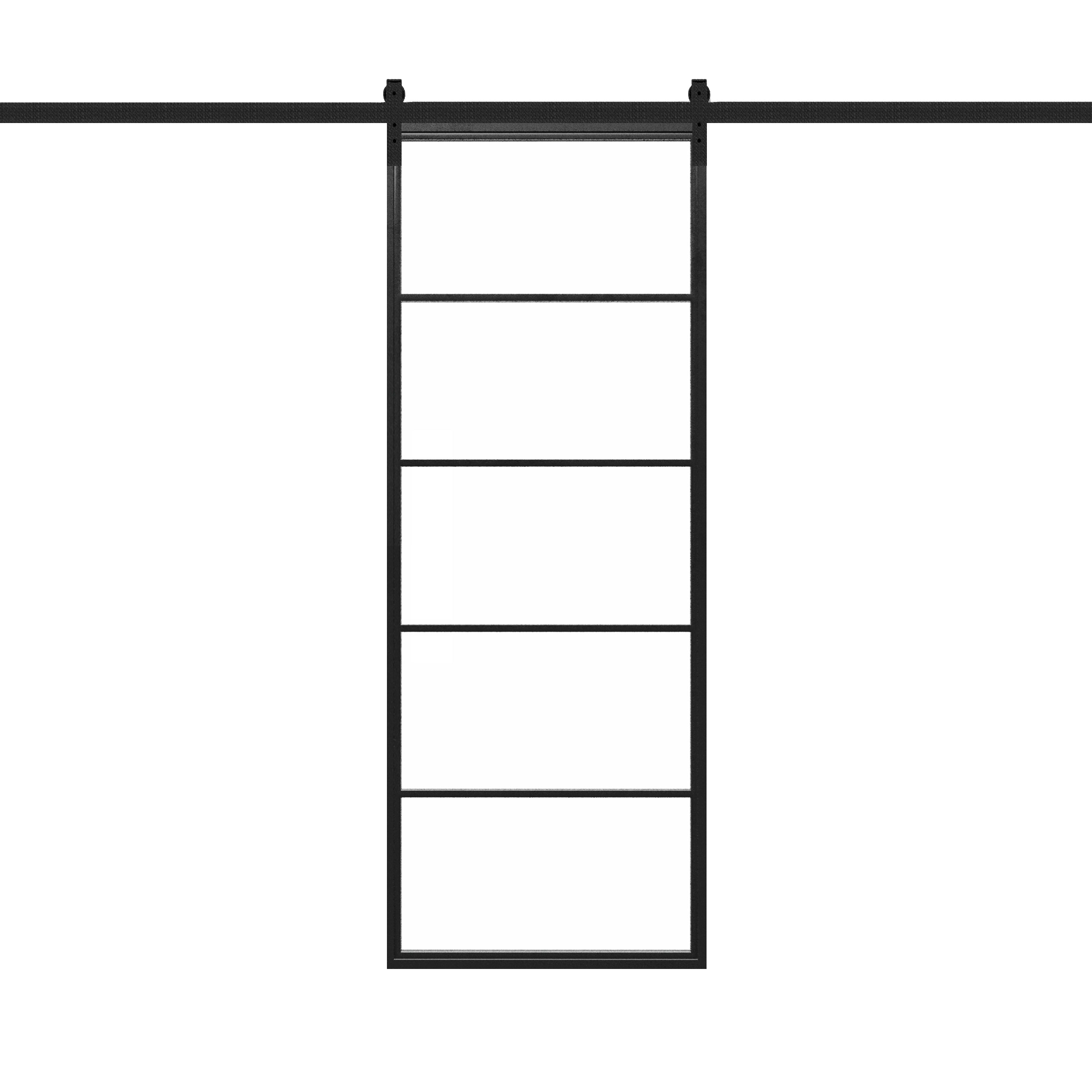 Steel Metal Glass Barn Door