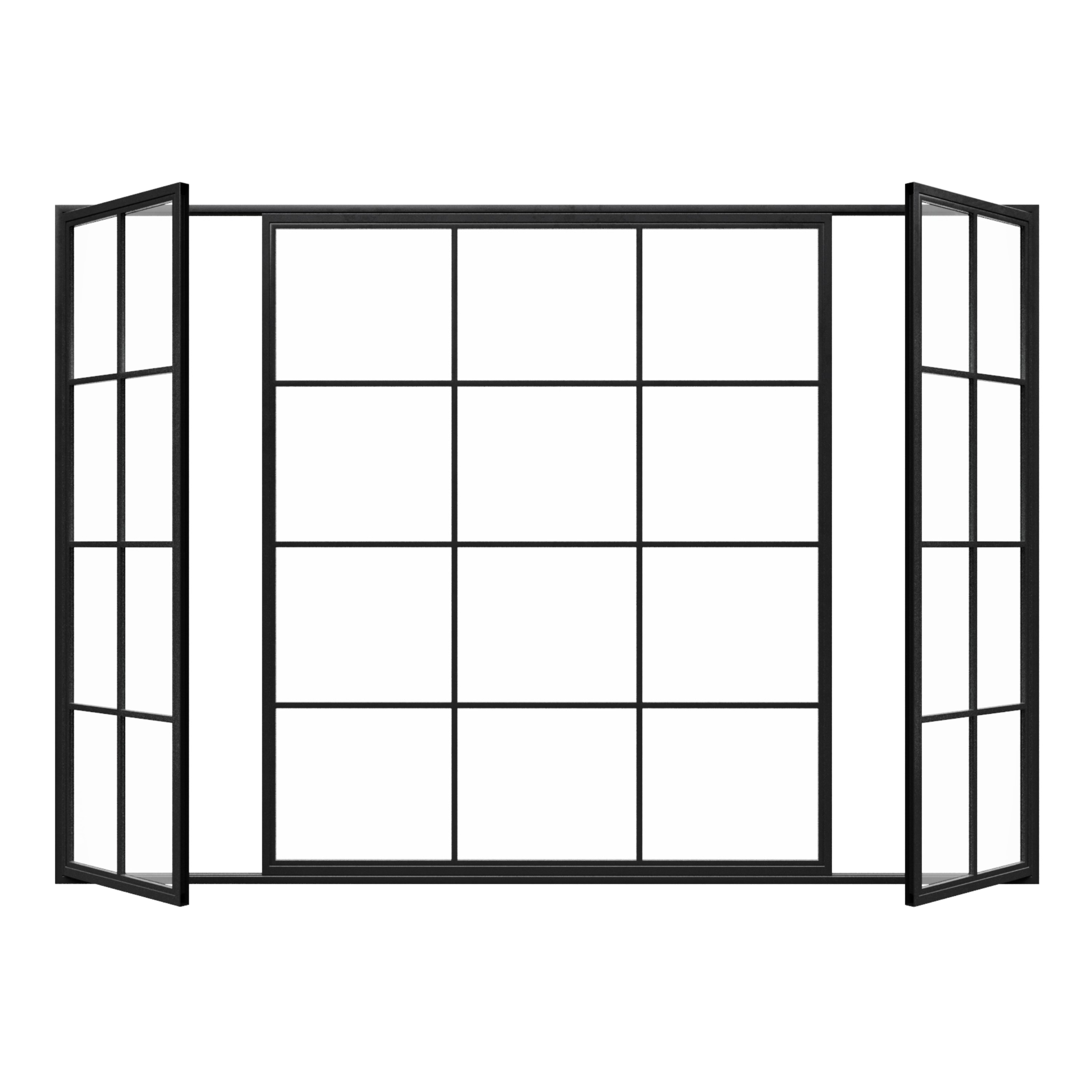 Steel Metal Casement Combination Window w/ Middle Fixed
