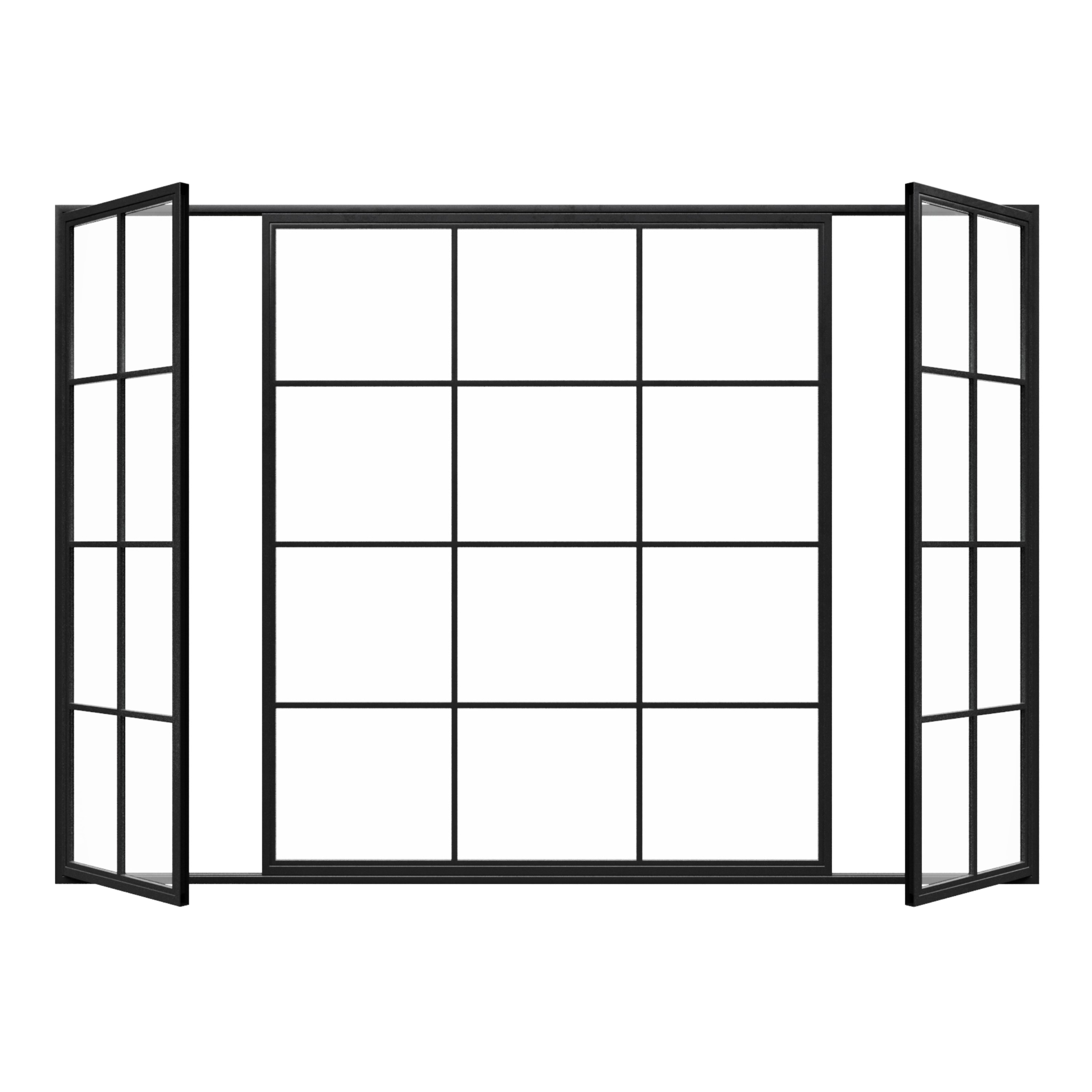 Combination Casement Window w/ Middle Fixed - Aluminum Frame