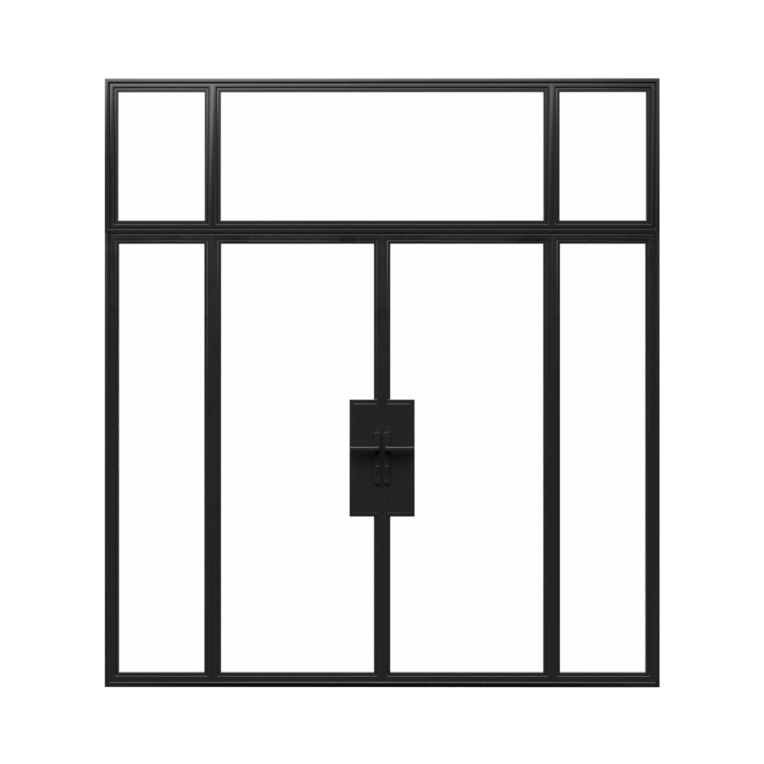 Double Steel Metal Exterior Door w/ Transom & Sidelites