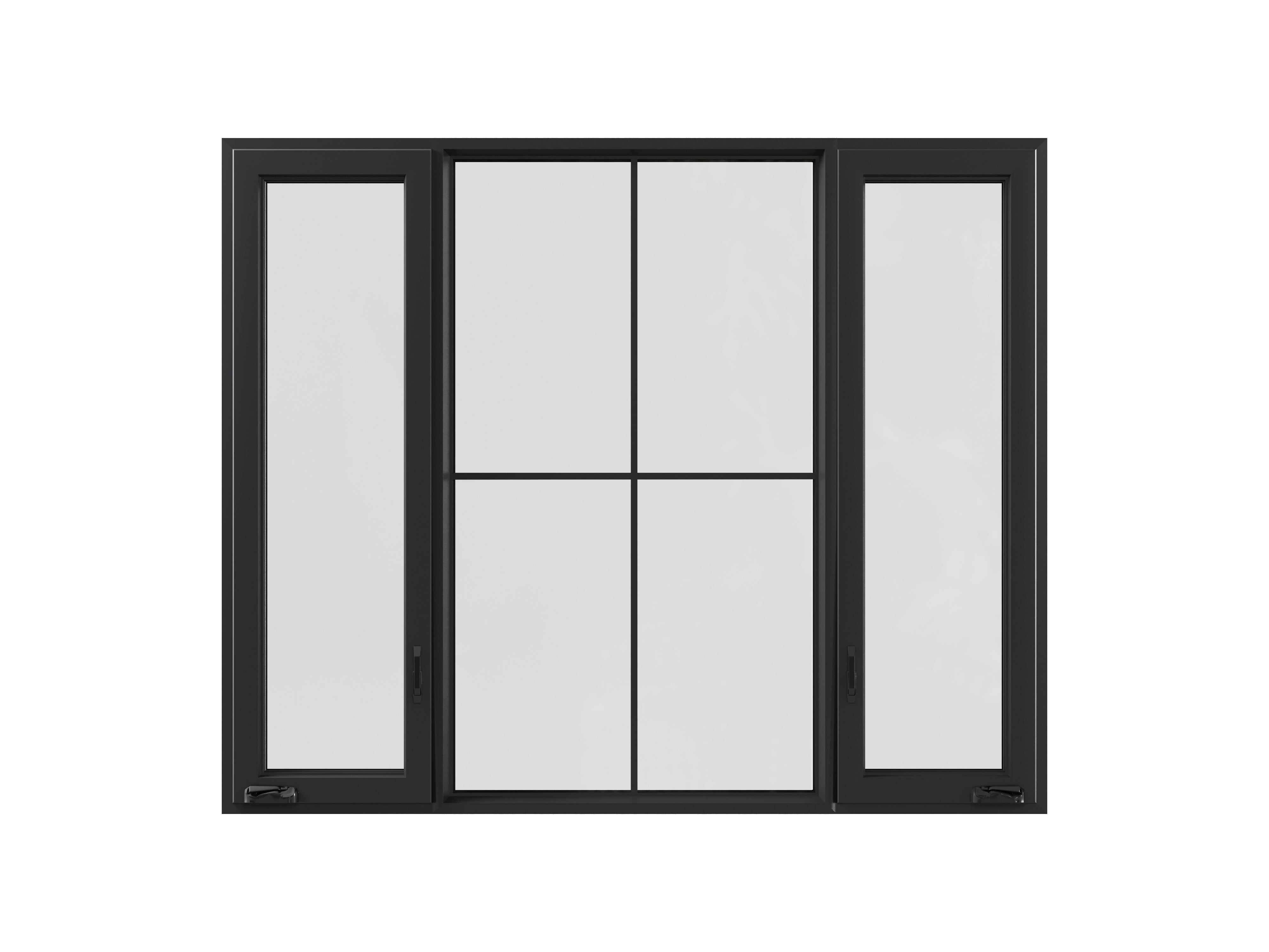 Combination Casement Window w/ Middle Fixed - Aluminum Frame