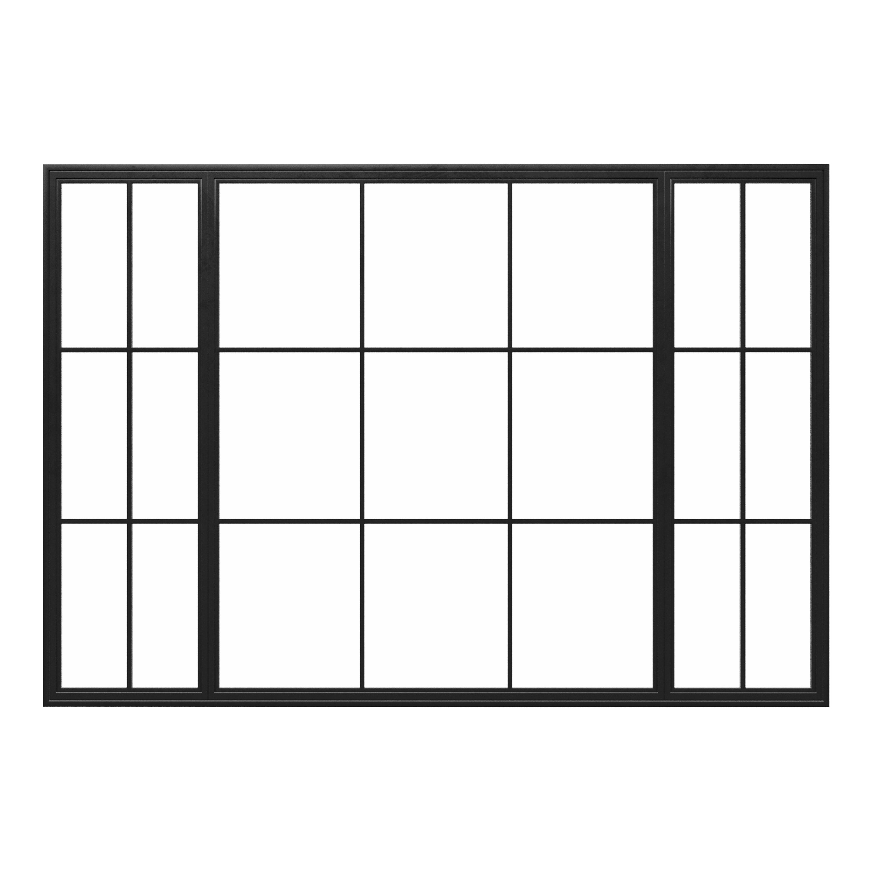 Combination Casement Window w/ Middle Fixed - Aluminum Frame