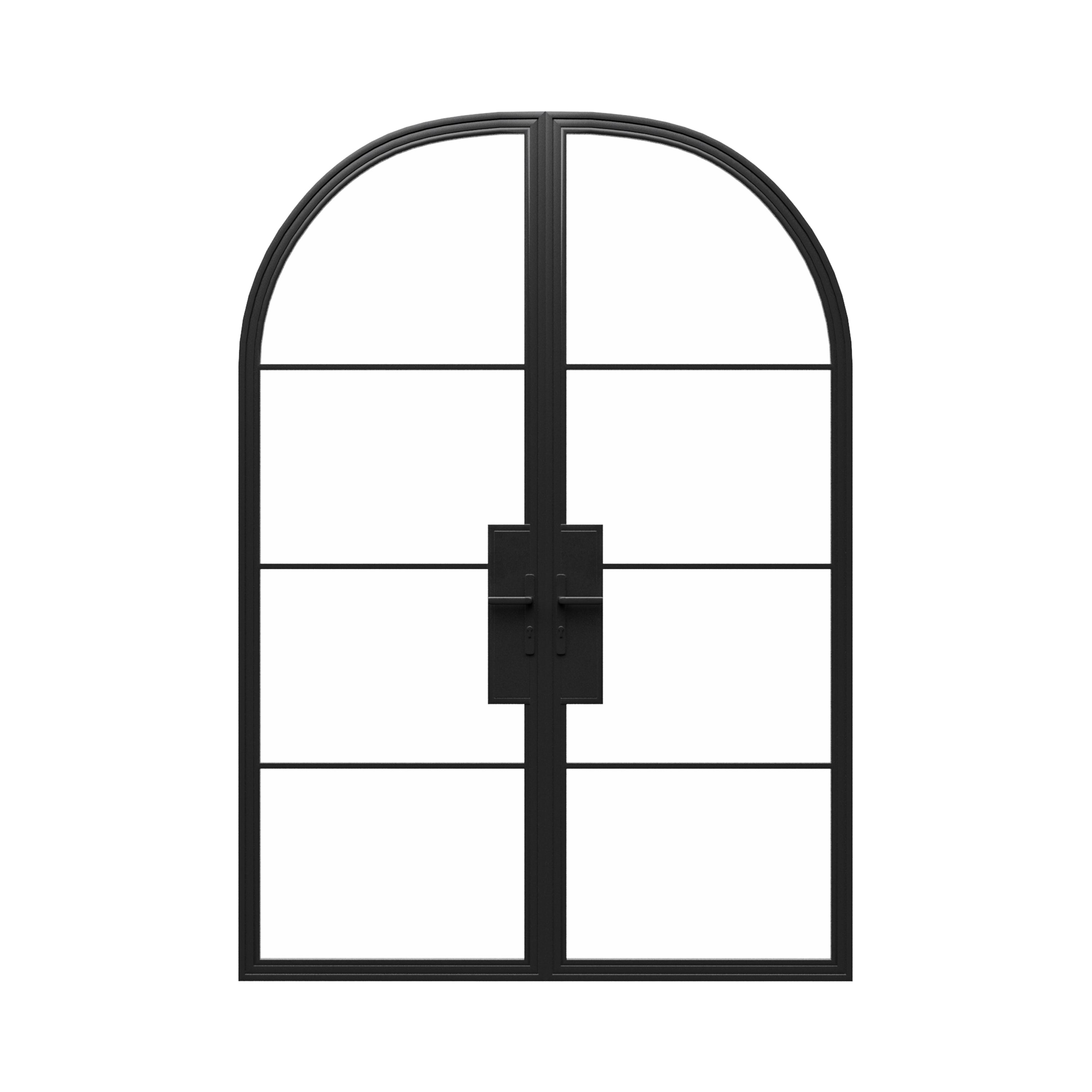 Full Arch Steel Metal Glass French Doors