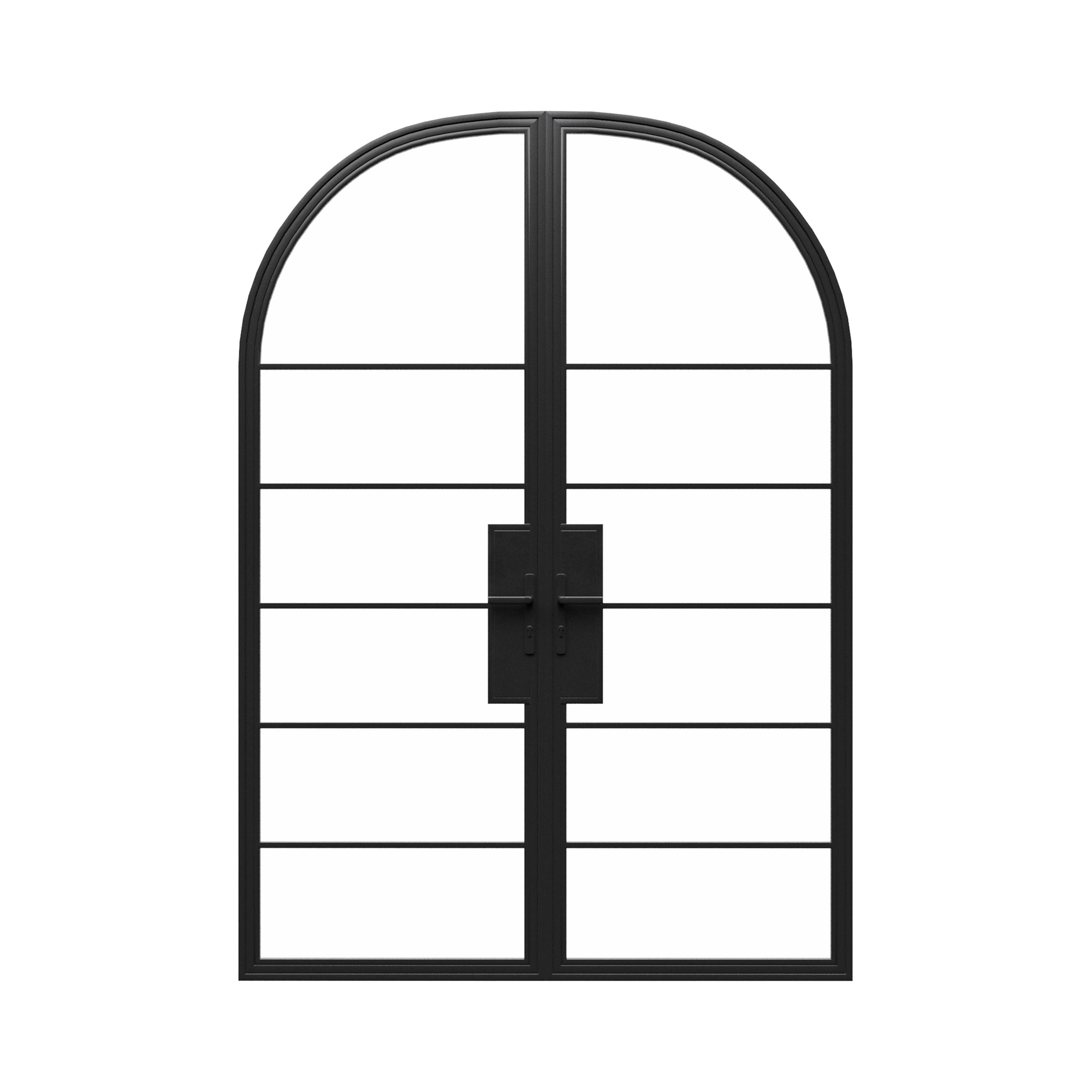 Thermally Broken Arched Steel Double Doors - Metal Glass Doors