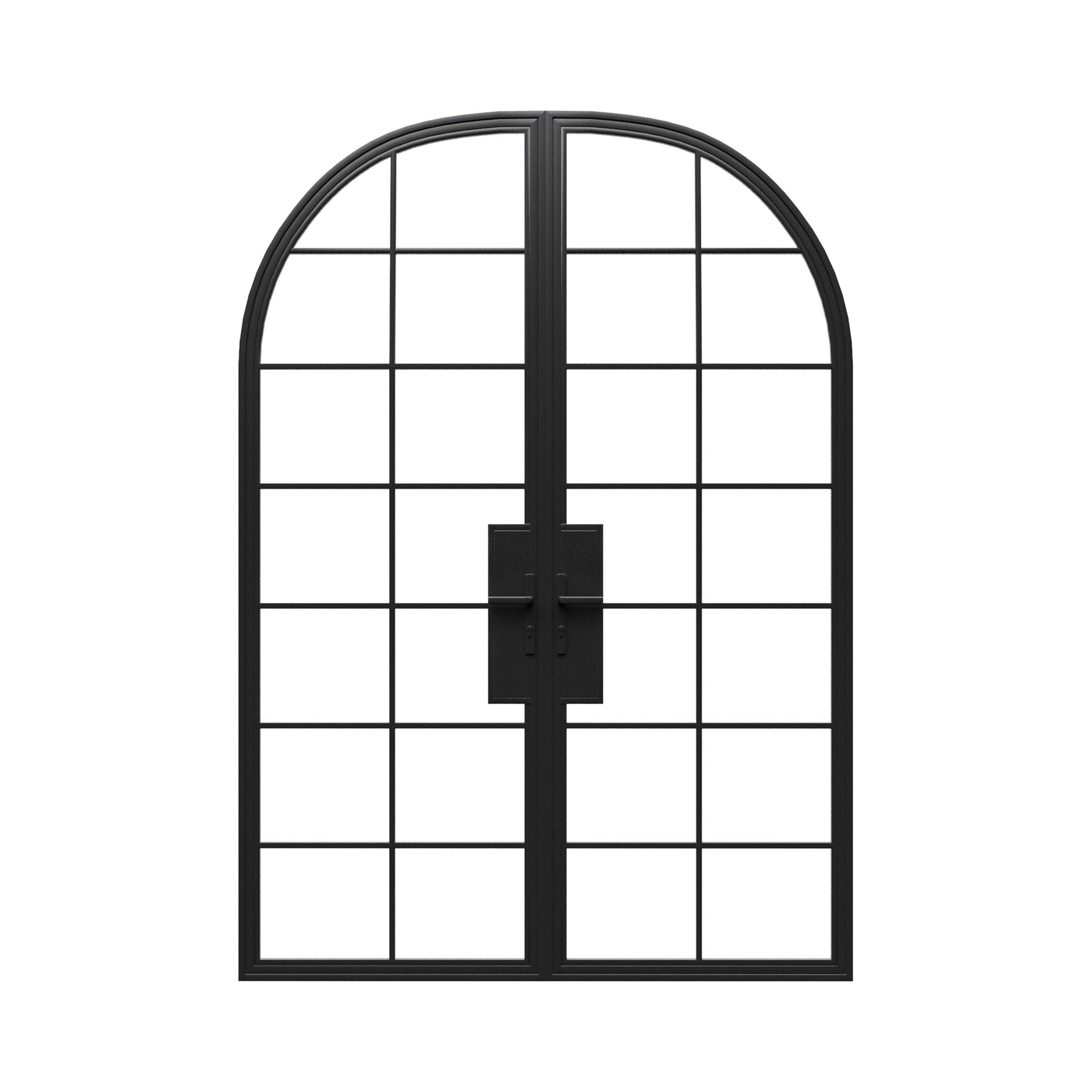 Thermally Broken Arched Steel Double Doors - Metal Glass Doors