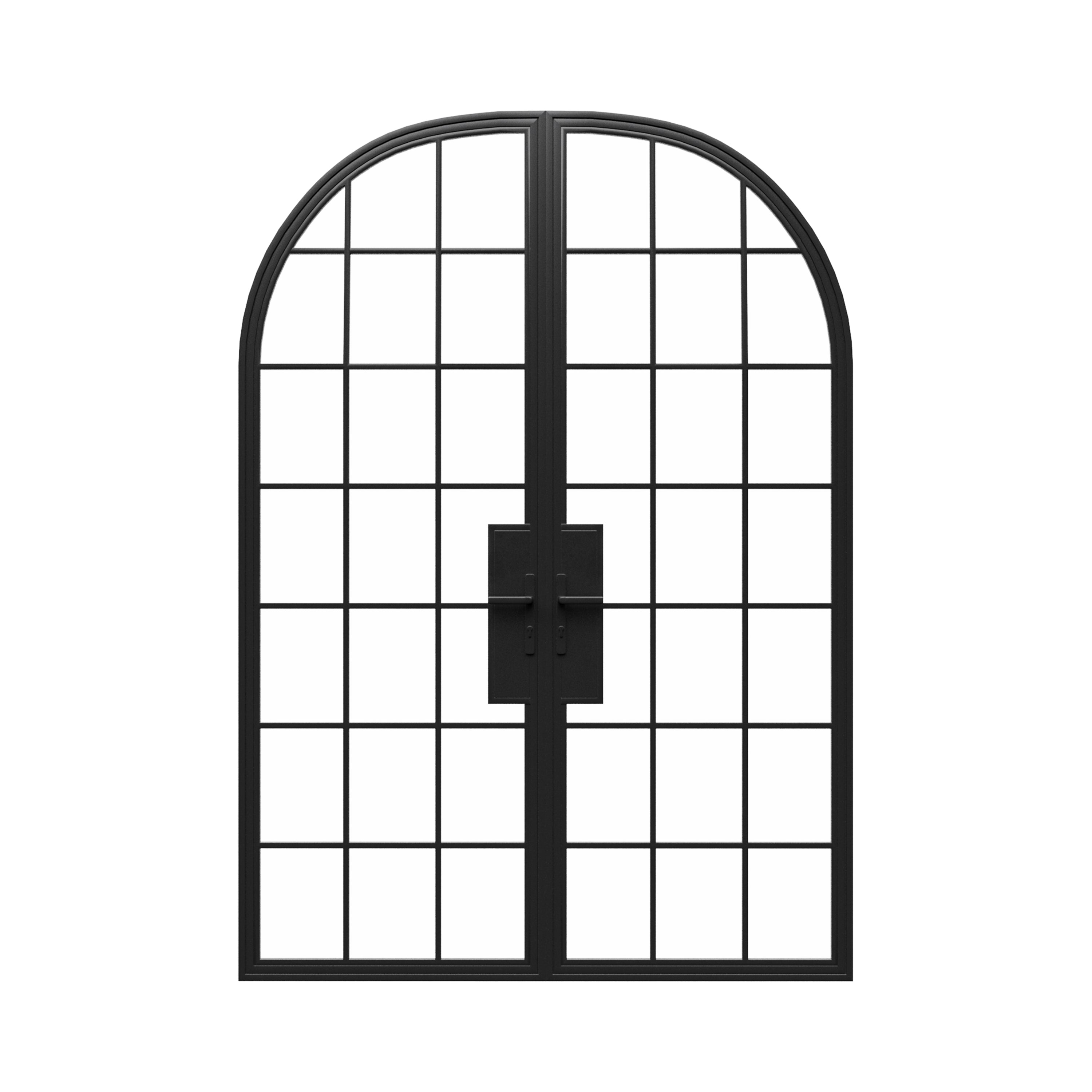 Full Arch Steel Metal Glass French Doors