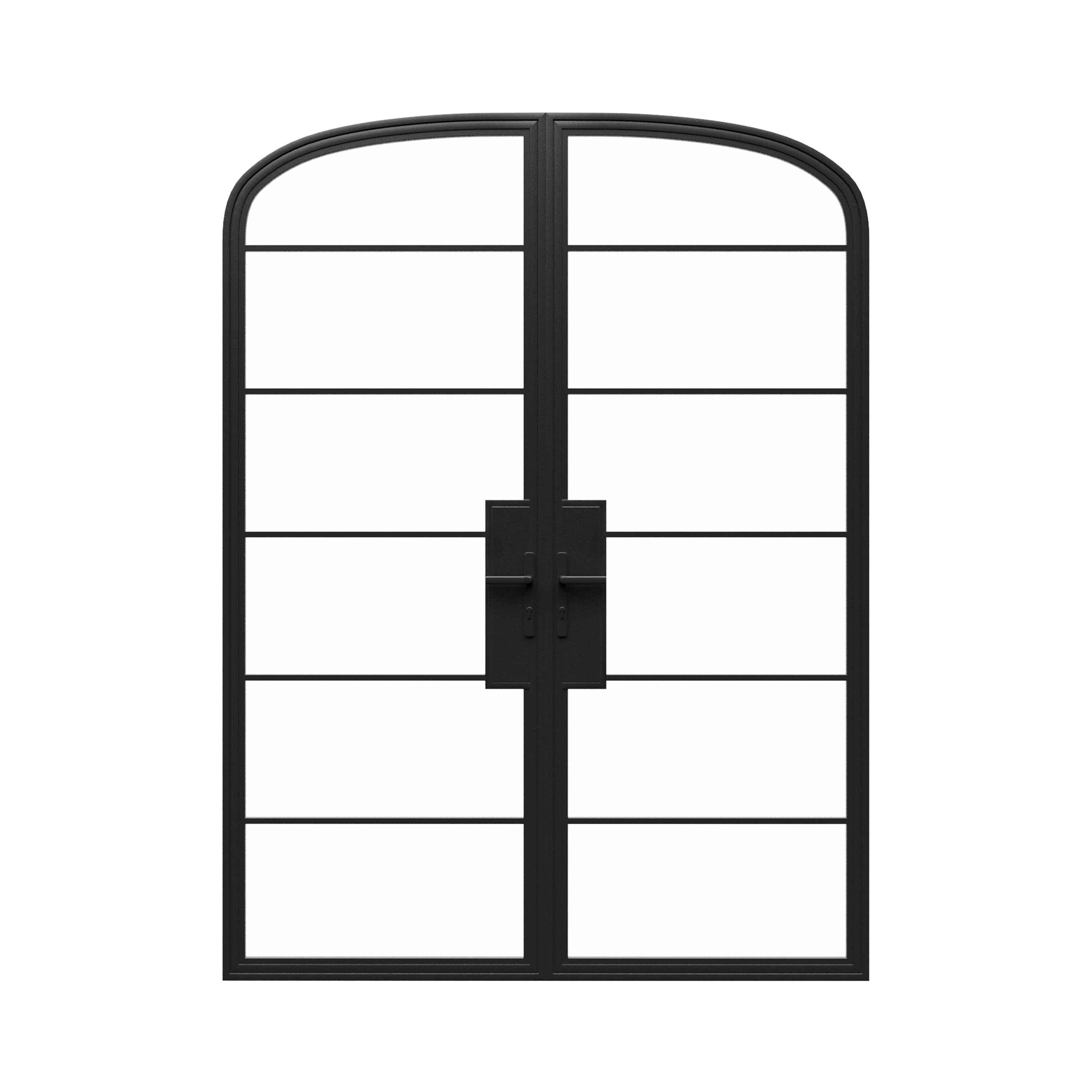 Mini Arch Steel Metal Double Doors - Iron Glass