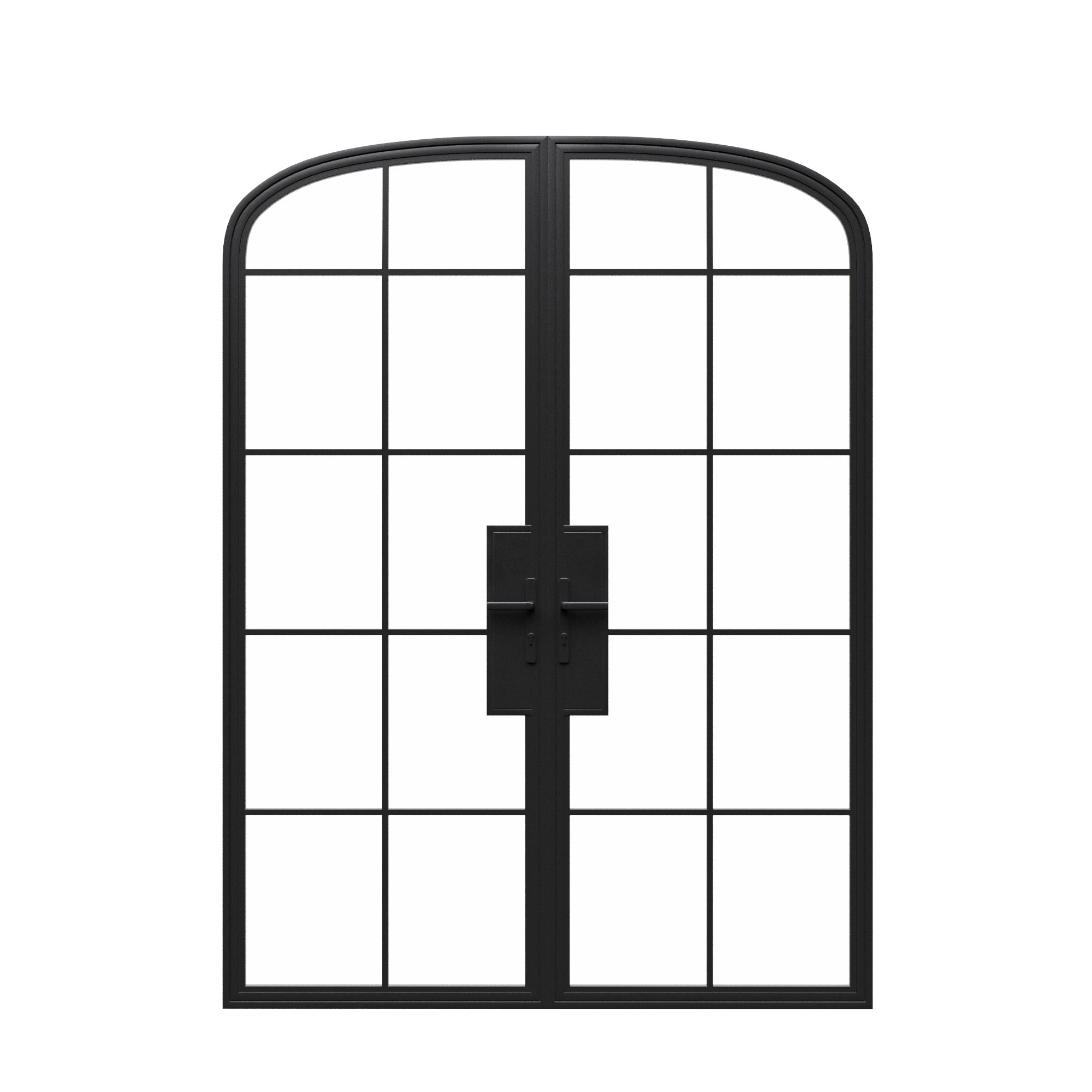 Mini Arch Steel Metal Double Doors - Iron Glass