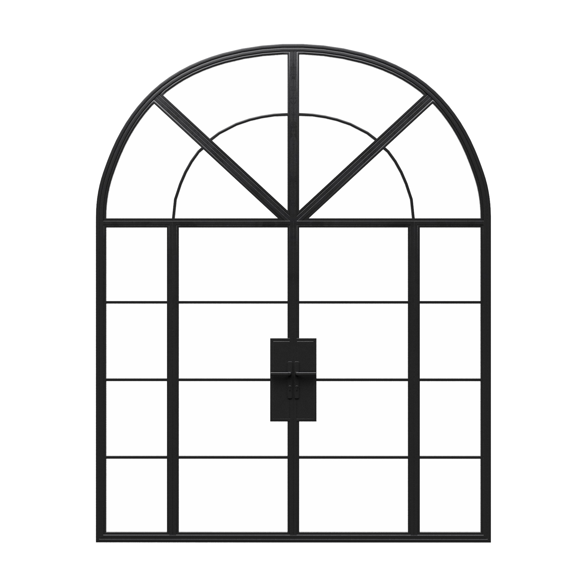 Custom Arch Iron Steel French Doors - All Glass