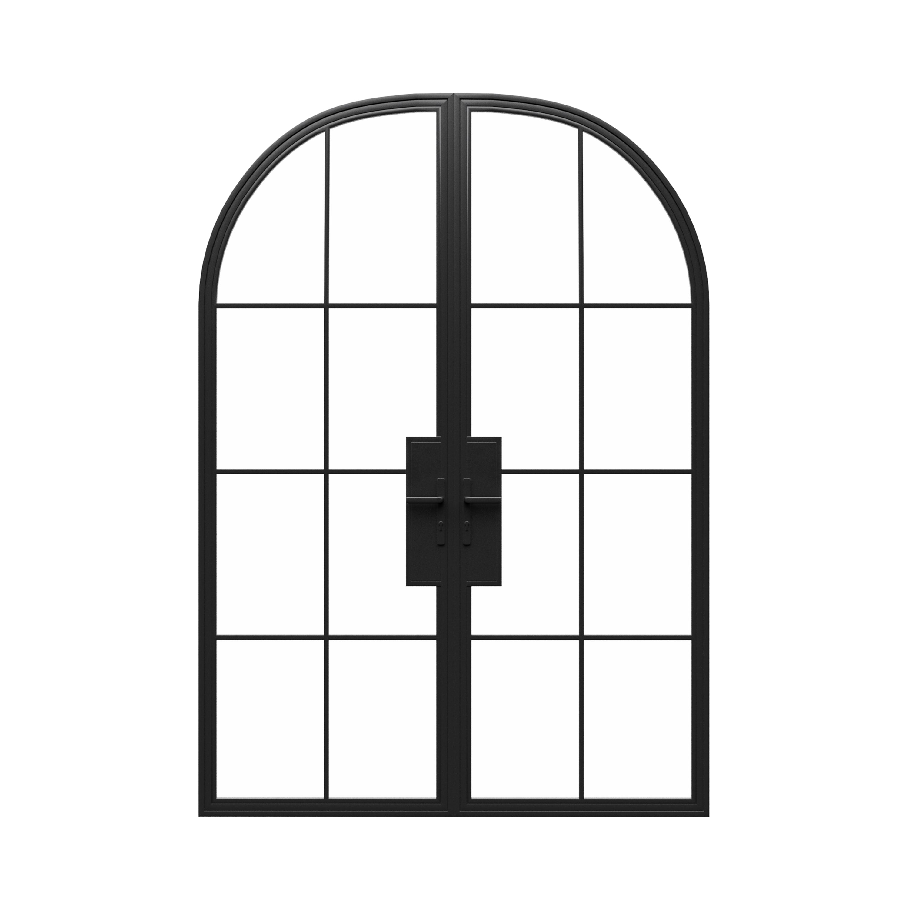 Full Arch Double Steel Metal Doors - Iron Glass Doors