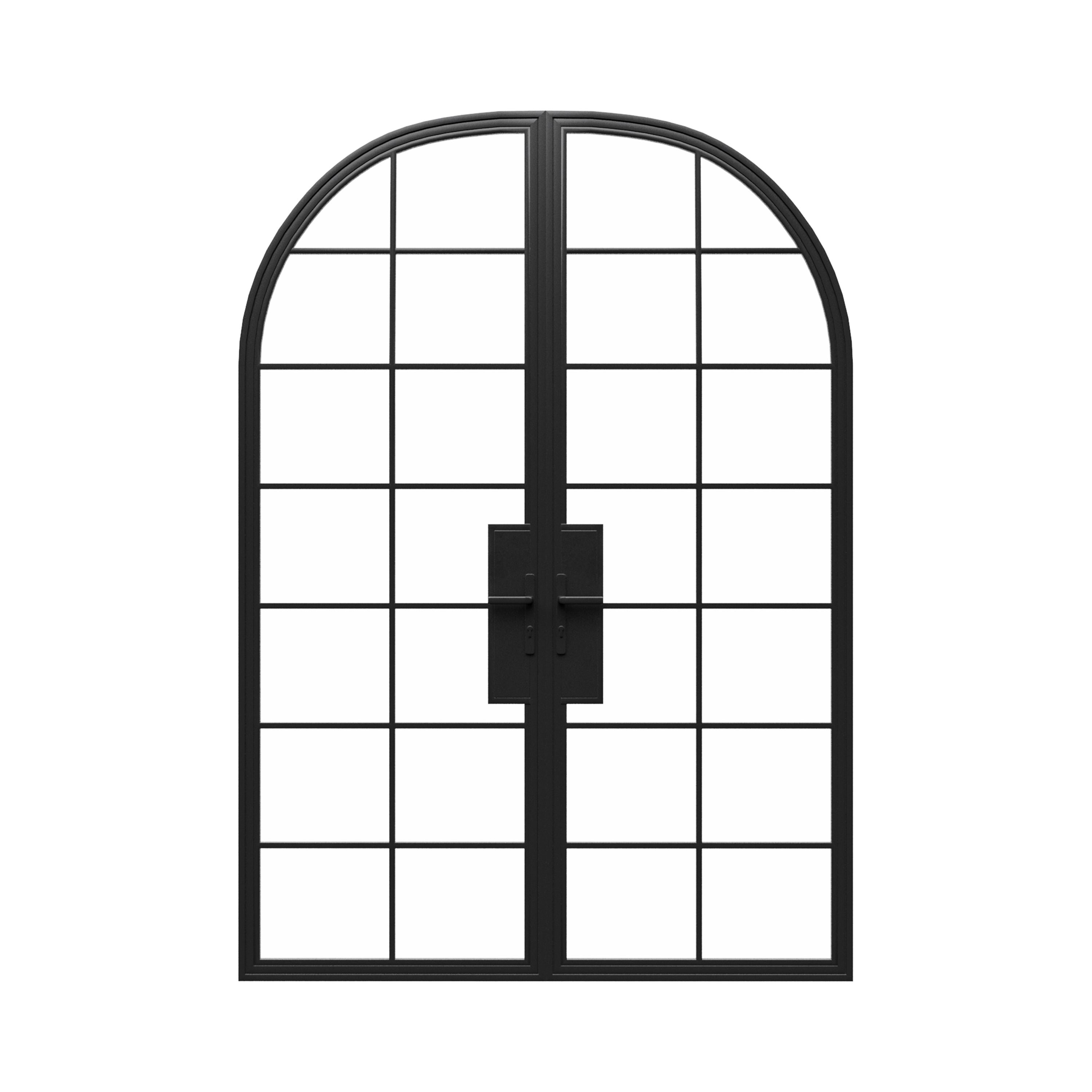 Full Arch Double Steel Metal Doors - Iron Glass Doors